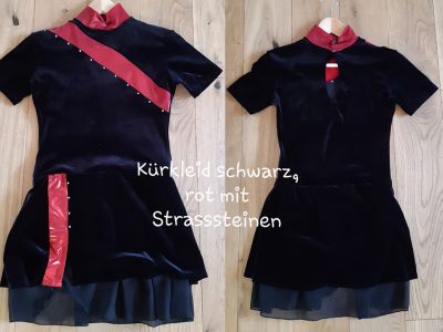 Kürkleid Samt, schwarz/rot